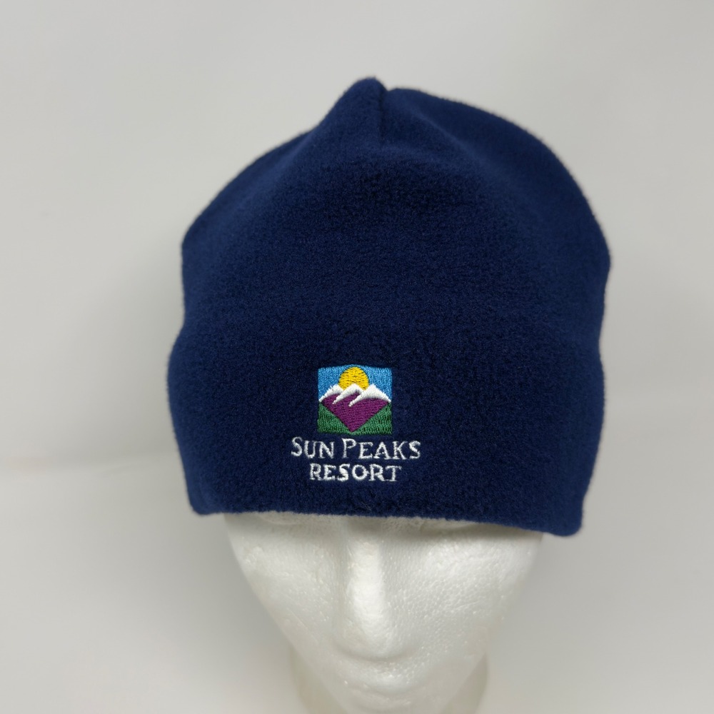 Merkley Headgear Sun Peaks Resort‎ Navy Blue Fleece Tassel Beanie Made in Canada